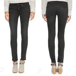 Rag & Bone Black Cotton Blend Tomboy Skinny Clean Black Wash Denim Jeans Size 24